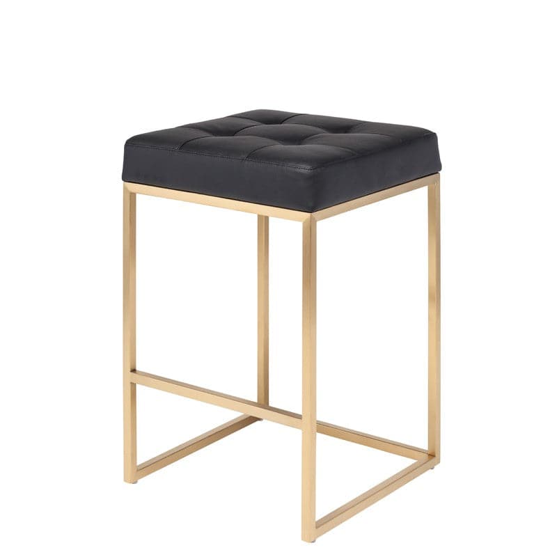 Chi Counter Stool-Nuevo-NUEVO-HGMM153-Bar StoolsBlack naugahyde & brushed gold frame-29-France and Son