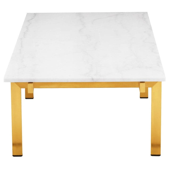 Louve Coffee Table-Nuevo-NUEVO-HGNA106-Coffee TablesRectangle-white marble-brushed stainless-8-France and Son