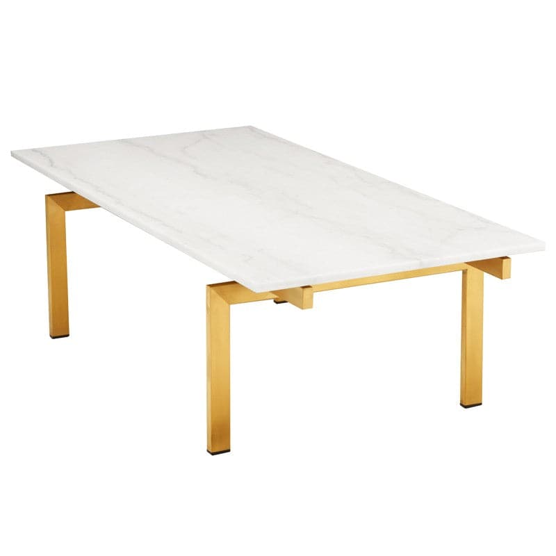 Louve Coffee Table-Nuevo-NUEVO-HGNA107-Coffee TablesRectangle-white marble-brushed gold-6-France and Son