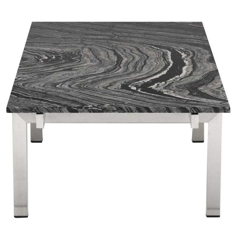 Louve Coffee Table-Nuevo-NUEVO-HGNA106-Coffee TablesRectangle-white marble-brushed stainless-12-France and Son