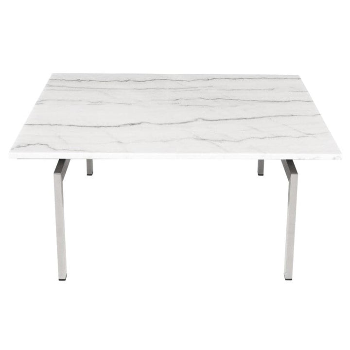 Louve Coffee Table-Nuevo-NUEVO-HGNA106-Coffee TablesRectangle-white marble-brushed stainless-19-France and Son