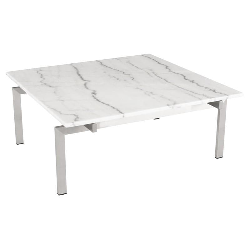 Louve Coffee Table-Nuevo-NUEVO-HGNA118-Coffee TablesSquare-white marble-brushed stainless-17-France and Son