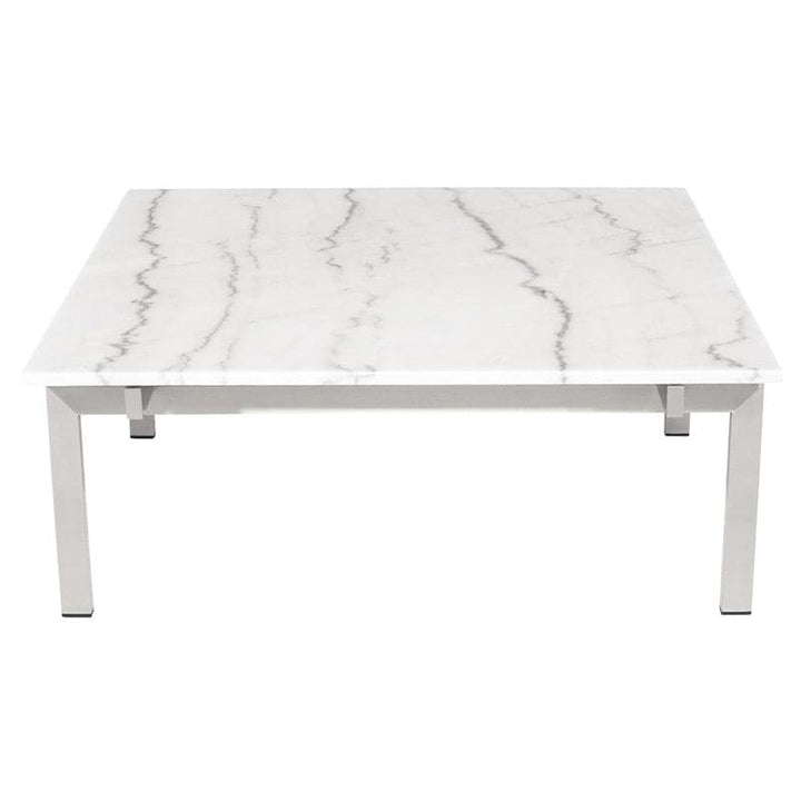 Louve Coffee Table-Nuevo-NUEVO-HGNA106-Coffee TablesRectangle-white marble-brushed stainless-18-France and Son