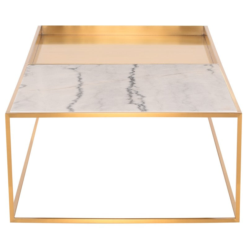 Corbett Coffee Table-Nuevo-NUEVO-HGNA531-Coffee TablesRectangle-White Marble & brushed stainless base-21-France and Son