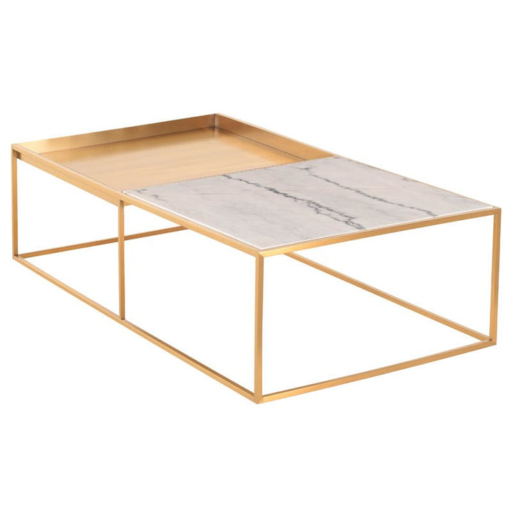 Corbett Coffee Table-Nuevo-NUEVO-HGNA427-Coffee TablesRectangle-White Marble & brushed gold base-19-France and Son