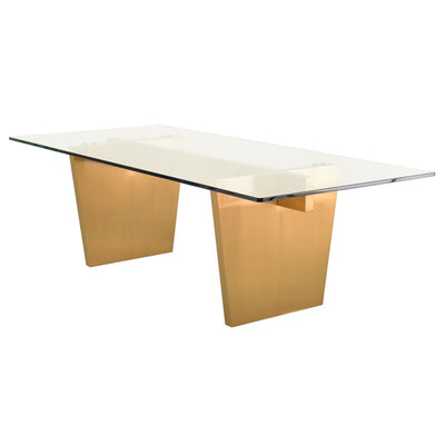 Aiden Dining Table-Nuevo-NUEVO-HGNA436-Dining Tablesbrushed gold legs &clear tempered glass top-Medium-7-France and Son