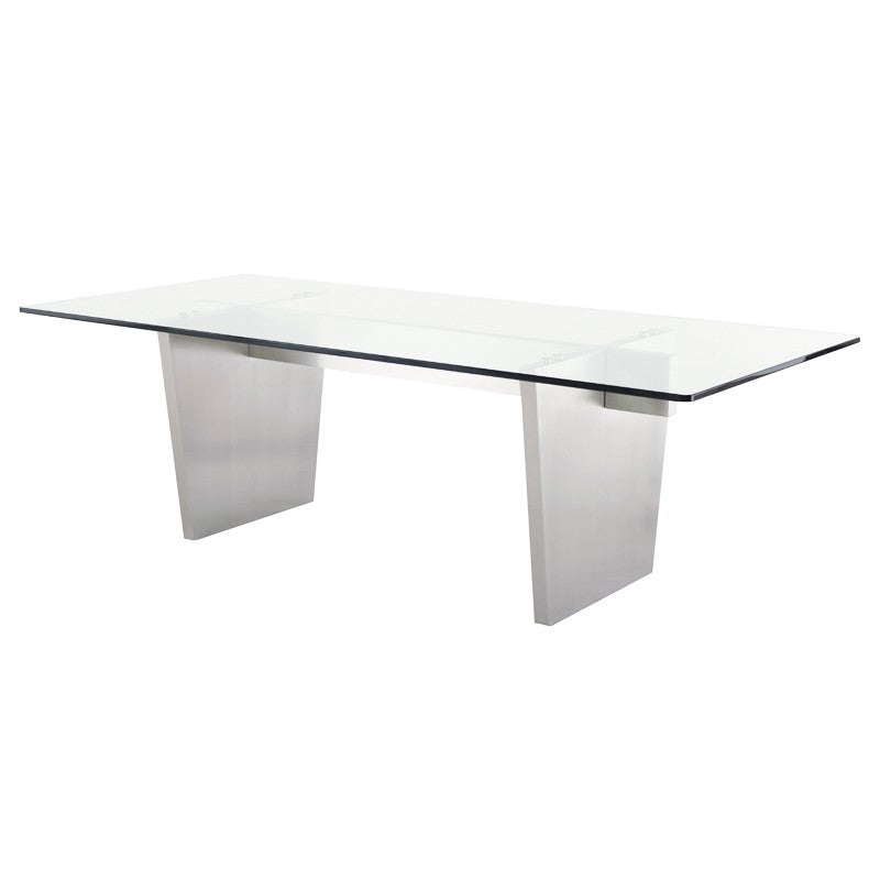 Aiden Dining Table-Nuevo-NUEVO-HGNA437-Dining TablesSilver legs & clear tempered glass top-Medium-1-France and Son