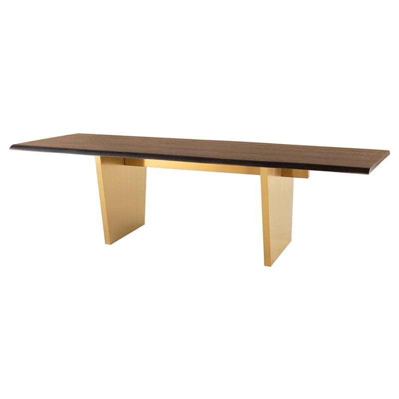 Aiden Dining Table-Nuevo-NUEVO-HGNA440-Dining TablesLarge-seared oak top & brushed gold legs-1-France and Son
