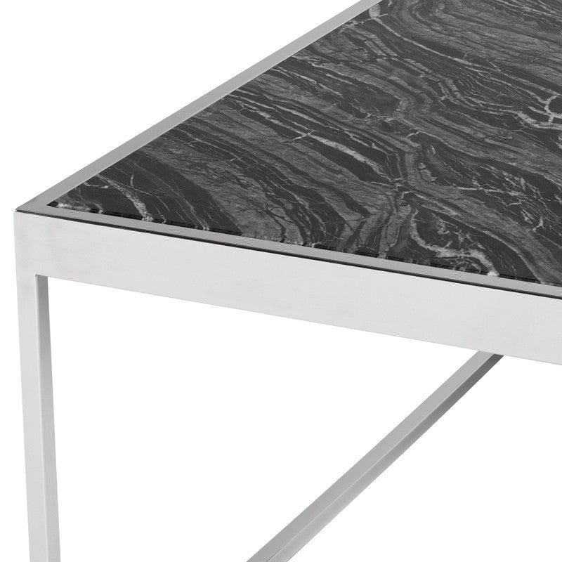 Corbett Coffee Table-Nuevo-NUEVO-HGNA531-Coffee TablesRectangle-White Marble & brushed stainless base-12-France and Son