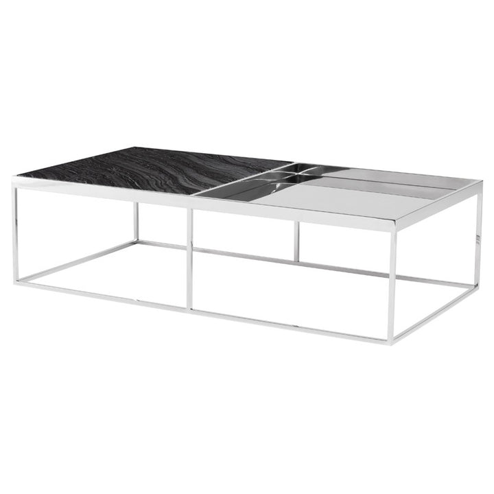 Corbett Coffee Table-Nuevo-NUEVO-HGNA531-Coffee TablesRectangle-White Marble & brushed stainless base-9-France and Son