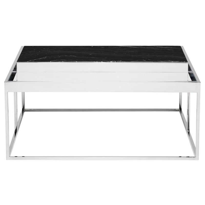 Corbett Coffee Table-Nuevo-NUEVO-HGNA531-Coffee TablesRectangle-White Marble & brushed stainless base-29-France and Son