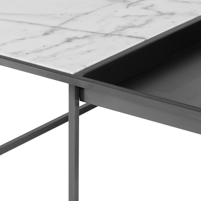 Corbett Coffee Table-Nuevo-NUEVO-HGNA531-Coffee TablesRectangle-White Marble & brushed stainless base-26-France and Son