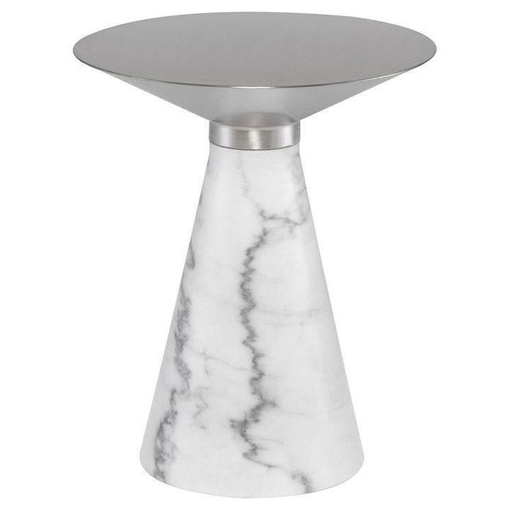 Iris Side Table-Nuevo-NUEVO-HGNA550-Side TablesMedium-brushed stainless-white marble-52-France and Son
