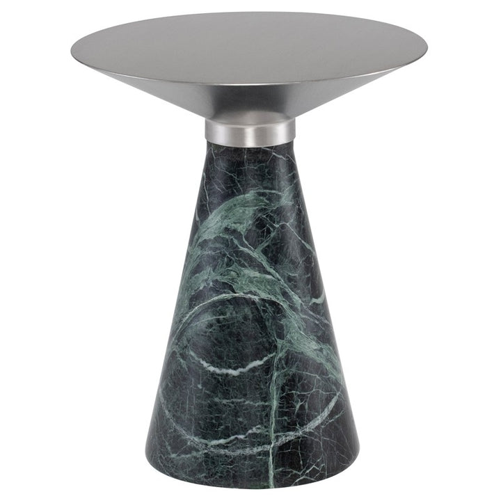 Iris Side Table-Nuevo-NUEVO-HGNA552-Side TablesMedium-brushed stainless-green marble-54-France and Son