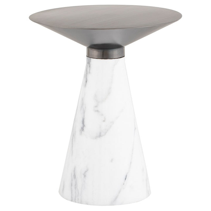 Iris Side Table-Nuevo-NUEVO-HGNA554-Side TablesMedium-brushed graphite-white marble-48-France and Son