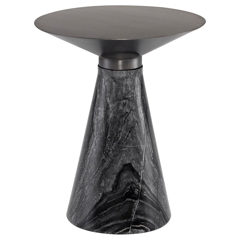 Iris Side Table-Nuevo-NUEVO-HGNA555-Side TablesMedium-brushed graphite-black wood vein marble-49-France and Son