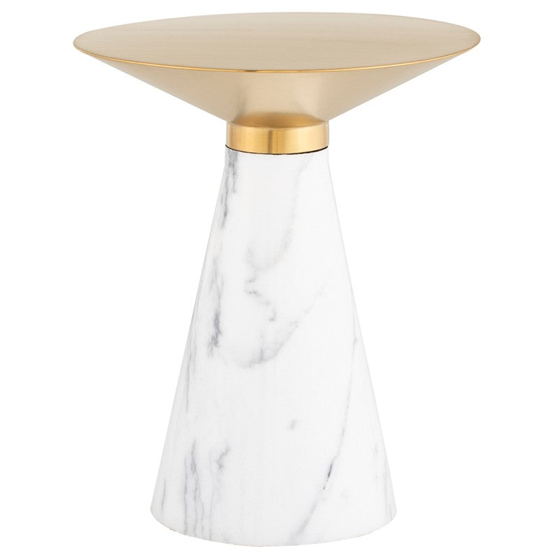 Iris Side Table-Nuevo-NUEVO-HGNA558-Side TablesMedium-brushed gold-white marble-44-France and Son