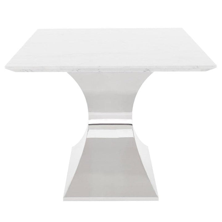 Praetorian Dining Table-Nuevo-NUEVO-HGSX222-Dining TablesSmall-polished stainless-clear tempered glass-11-France and Son