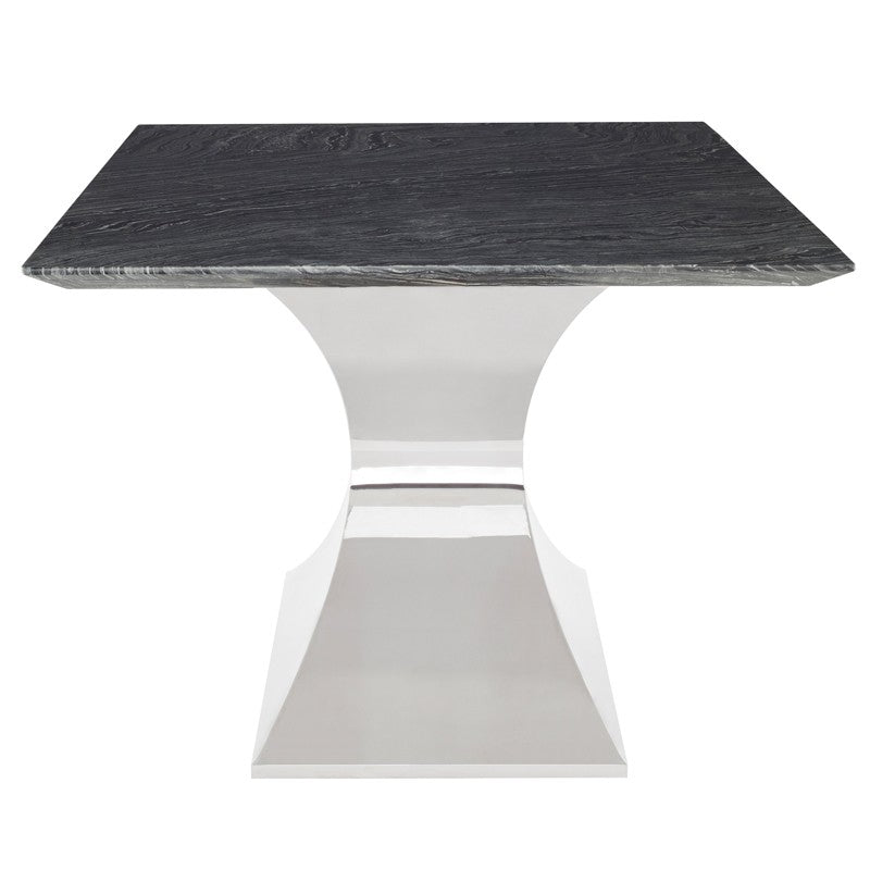 Praetorian Dining Table-Nuevo-NUEVO-HGSX222-Dining TablesSmall-polished stainless-clear tempered glass-20-France and Son