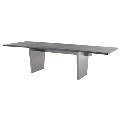 Aiden Dining Table-Nuevo-NUEVO-HGNA577-Dining Tablesoxidized grey oak top & brushed stainless legs-Large-29-France and Son