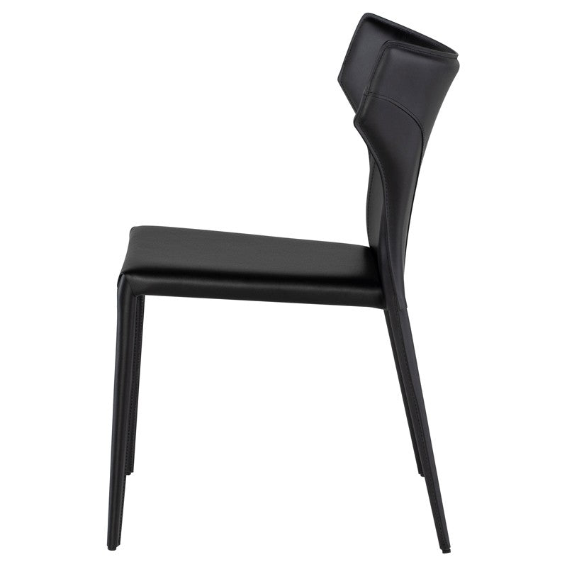 Wayne Dining Chair-Nuevo-NUEVO-HGND135-Dining ChairsBrushed stainless legs-Black-25-France and Son