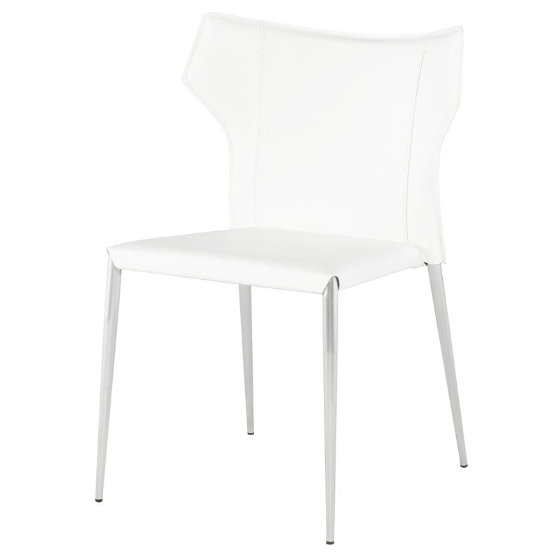 Wayne Dining Chair-Nuevo-NUEVO-HGND136-Dining ChairsBrushed stainless legs-White-13-France and Son