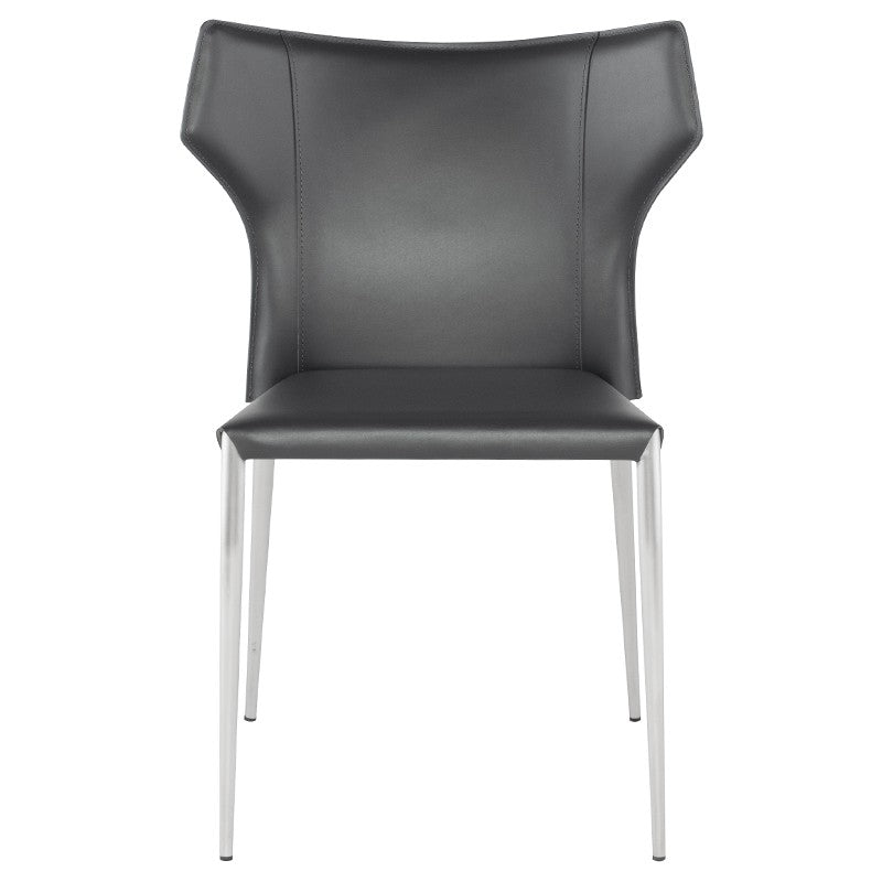 Wayne Dining Chair-Nuevo-NUEVO-HGND135-Dining ChairsBrushed stainless legs-Black-20-France and Son