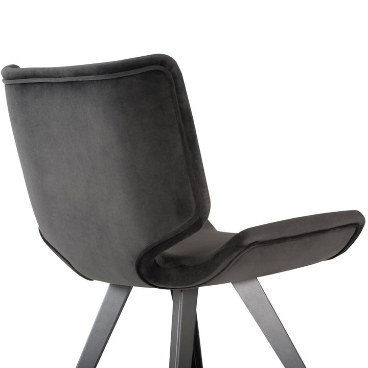 Astra Dining Chair-Nuevo-NUEVO-HGNE100-Dining ChairsShadow Grey velour seat & titanium steel legs-9-France and Son