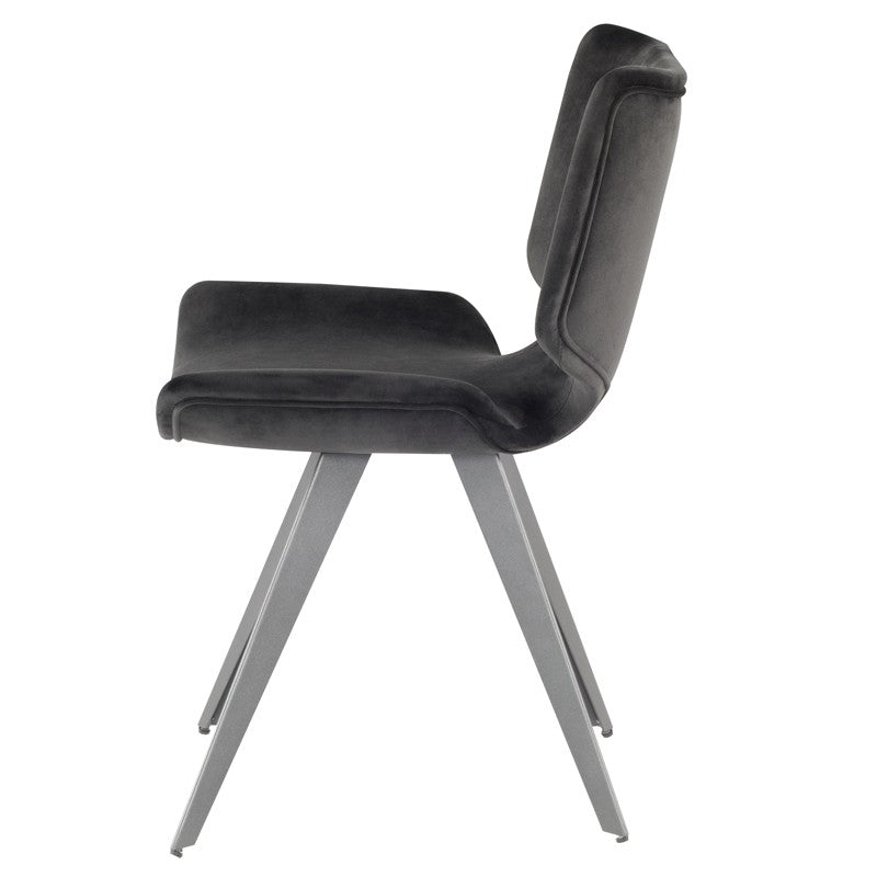 Astra Dining Chair-Nuevo-NUEVO-HGNE100-Dining ChairsShadow Grey velour seat & titanium steel legs-8-France and Son