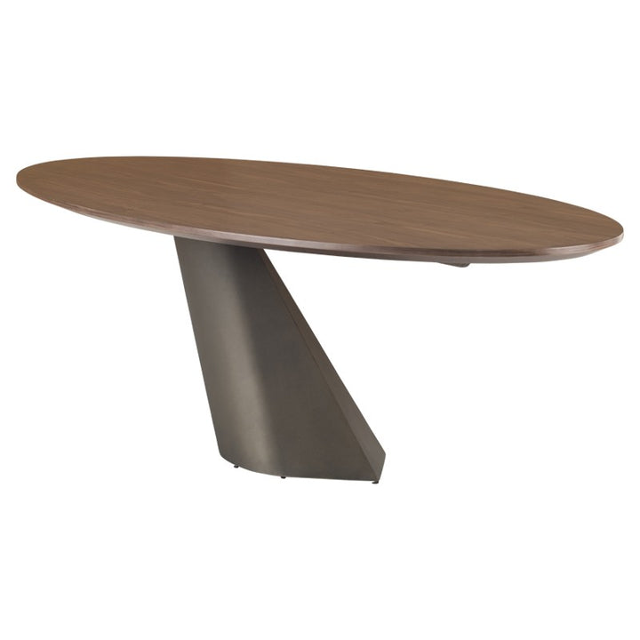 Oblo Dining Table-Nuevo-NUEVO-HGNE108-Dining TablesWalnut veneer top & matte bronze base-Small-33-France and Son
