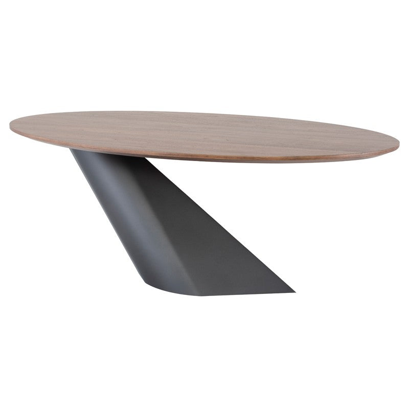 Oblo Dining Table-Nuevo-NUEVO-HGNE118-Dining TablesWalnut veneer top & titanium base-Small-28-France and Son