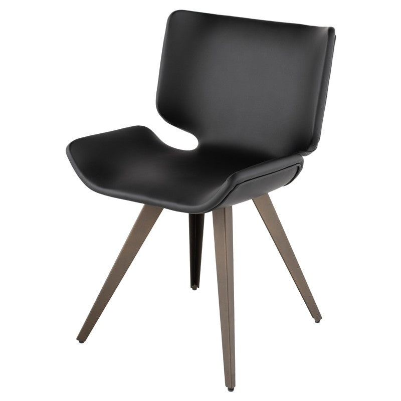 Astra Dining Chair-Nuevo-NUEVO-HGNE127-Dining ChairsBlack Naugahyde seat & bronze legs-22-France and Son