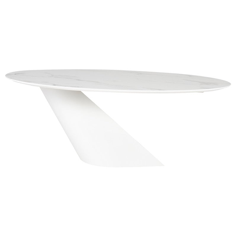 Oblo Dining Table-Nuevo-NUEVO-HGNE282-Dining TablesWhite ceramic & white base-Small-15-France and Son