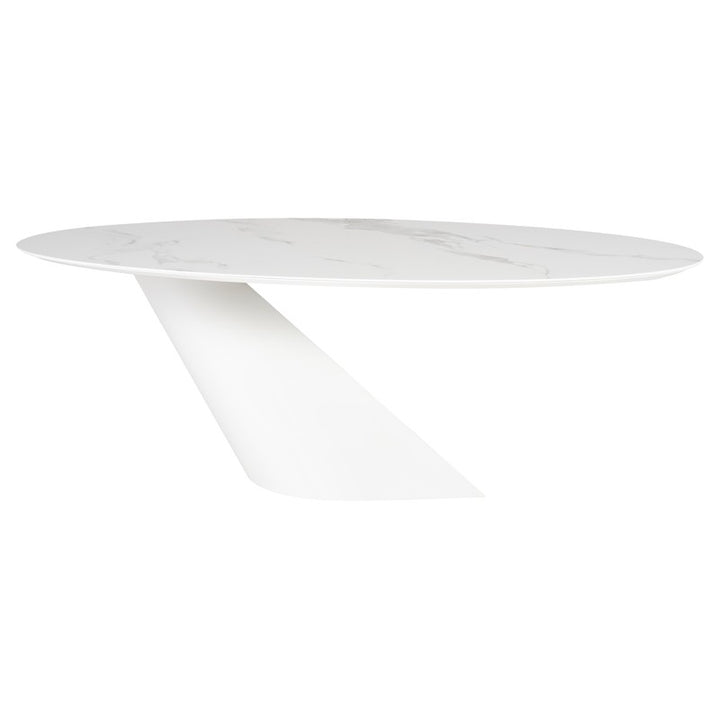 Oblo Dining Table-Nuevo-NUEVO-HGNE283-Dining TablesWhite ceramic & white base-Large-19-France and Son