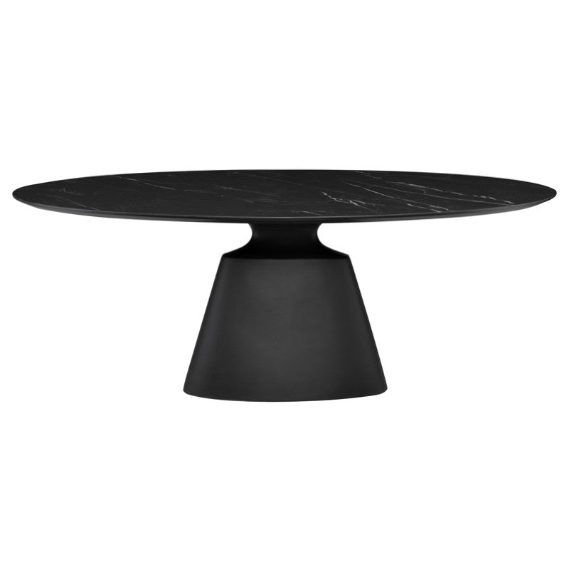 Taji Dining Table - Round-Nuevo-NUEVO-HGNE285-Dining TablesMedium-Ceramic on Top-Black-3-France and Son