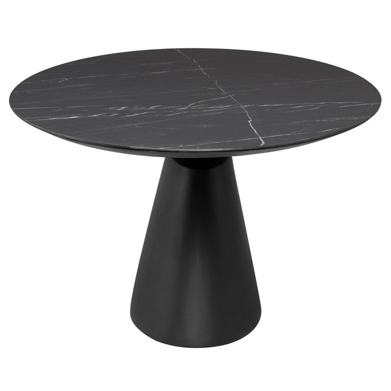 Taji Dining Table - Round-Nuevo-NUEVO-HGNE294-Dining TablesLarge-Ceramic on Top-Black-2-France and Son