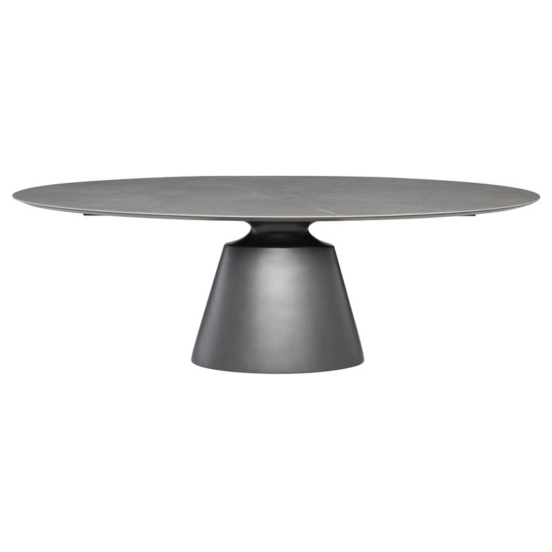 Taji Dining Table - Round-Nuevo-NUEVO-HGNE324-Dining TablesLarge-Ceramic on Top-Grey-7-France and Son