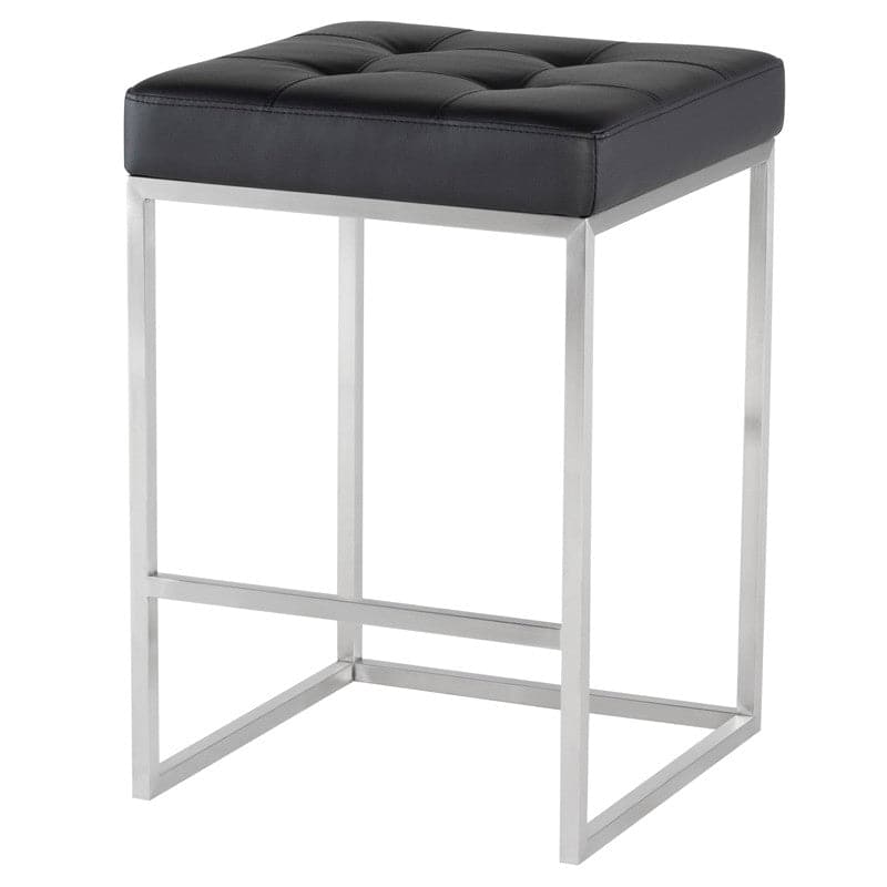 Chi Counter Stool-Nuevo-NUEVO-HGPA106-Bar StoolsBlack naugahyde & brushed stainless frame-36-France and Son