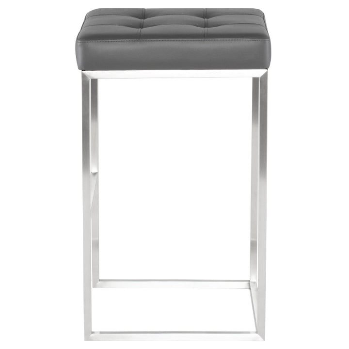 Chi Bar Stool-Nuevo-NUEVO-HGSX524-Bar StoolsTarnished Silver velour & brushed stainless frame-24-France and Son