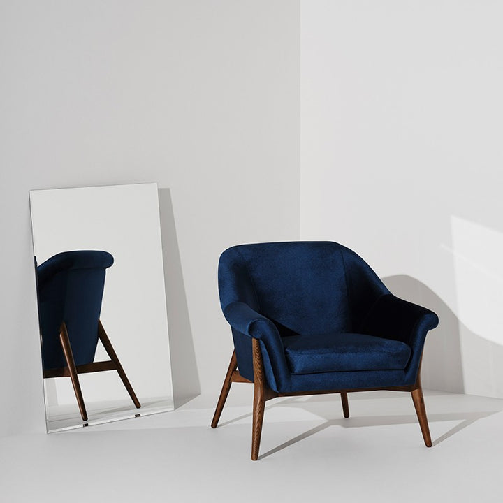 Charlize Occasional Chair-Nuevo-NUEVO-HGSC180-Lounge ChairsMIDNIGHT BLUE & walnut stained ash legs-2-France and Son