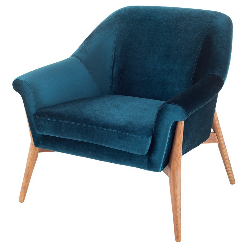 Charlize Occasional Chair-Nuevo-NUEVO-HGSC180-Lounge ChairsMIDNIGHT BLUE & walnut stained ash legs-1-France and Son