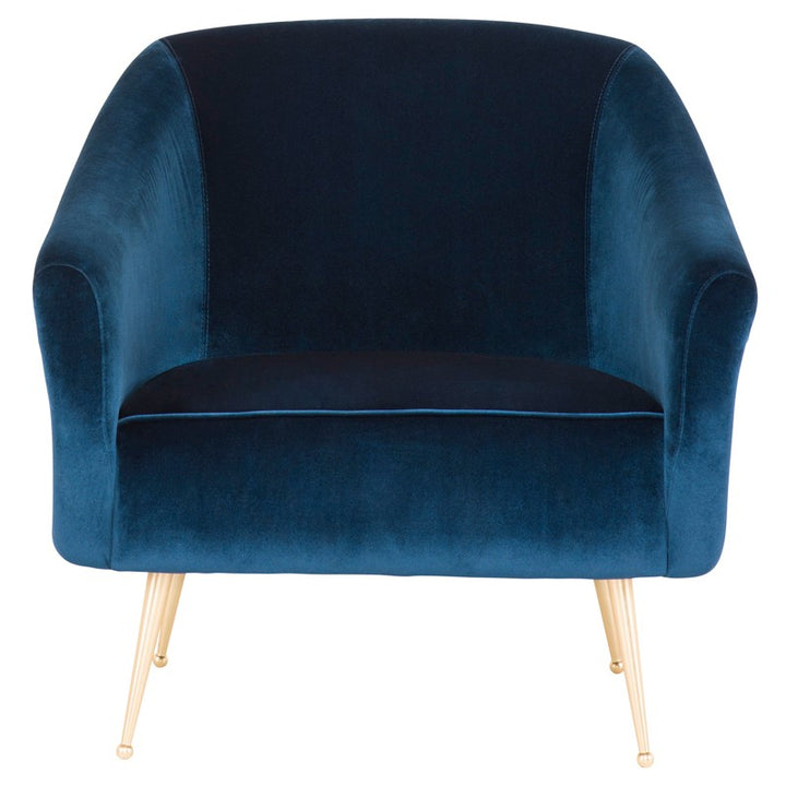 Lucie Occasional Chair-Nuevo-NUEVO-HGSC287-Lounge ChairsMidnight blue & brushed gold legs-5-France and Son
