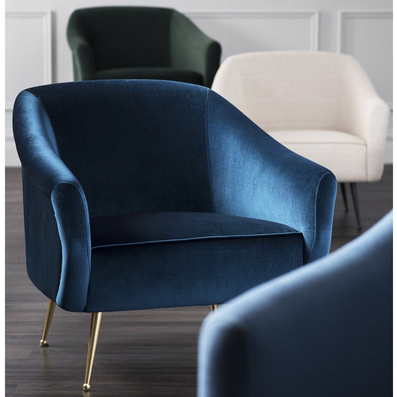 Lucie Occasional Chair-Nuevo-NUEVO-HGSC287-Lounge ChairsMidnight blue & brushed gold legs-2-France and Son