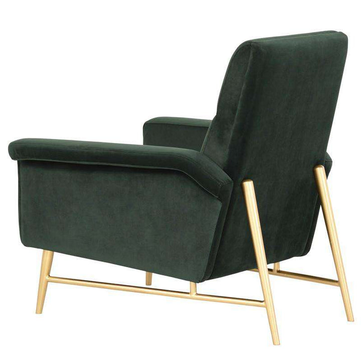 Mathise Occasional Chair-Nuevo-NUEVO-HGSC342-Lounge Chairsemerald green velour seat & brushed gold legs-9-France and Son