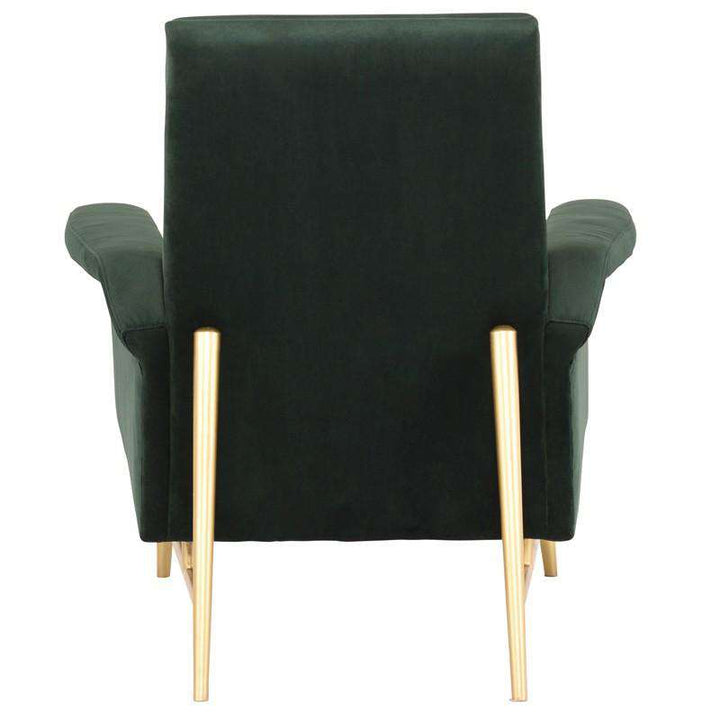 Mathise Occasional Chair-Nuevo-NUEVO-HGSC342-Lounge Chairsemerald green velour seat & brushed gold legs-7-France and Son
