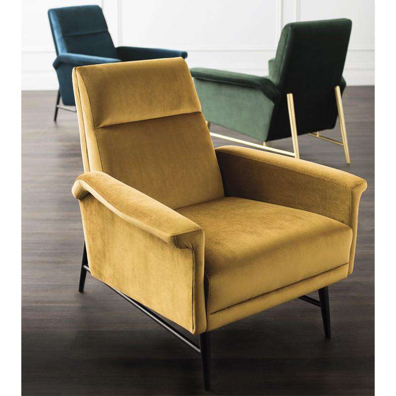 Mathise Occasional Chair-Nuevo-NUEVO-HGSC342-Lounge Chairsemerald green velour seat & brushed gold legs-2-France and Son