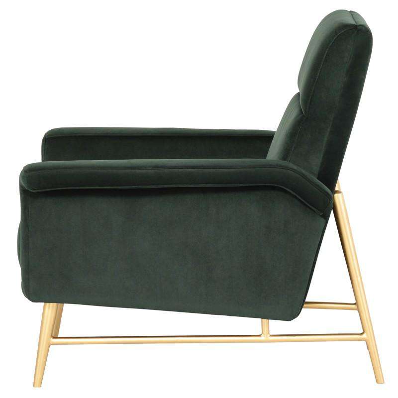 Mathise Occasional Chair-Nuevo-NUEVO-HGSC342-Lounge Chairsemerald green velour seat & brushed gold legs-6-France and Son
