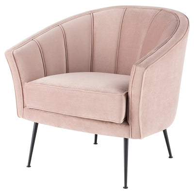 Aria Occasional Chair-Nuevo-NUEVO-HGSC474-Lounge ChairsBlush velour seat & matte black steel legs-6-France and Son