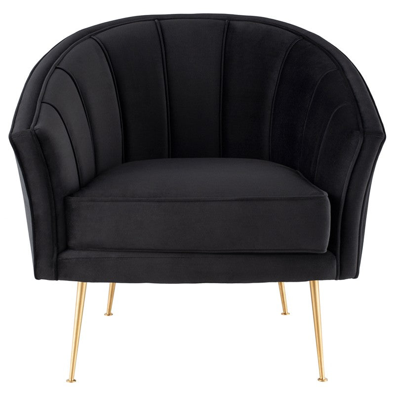 Aria Occasional Chair-Nuevo-NUEVO-HGSC475-Lounge Chairsblack velour seat & brushed gold legs-2-France and Son