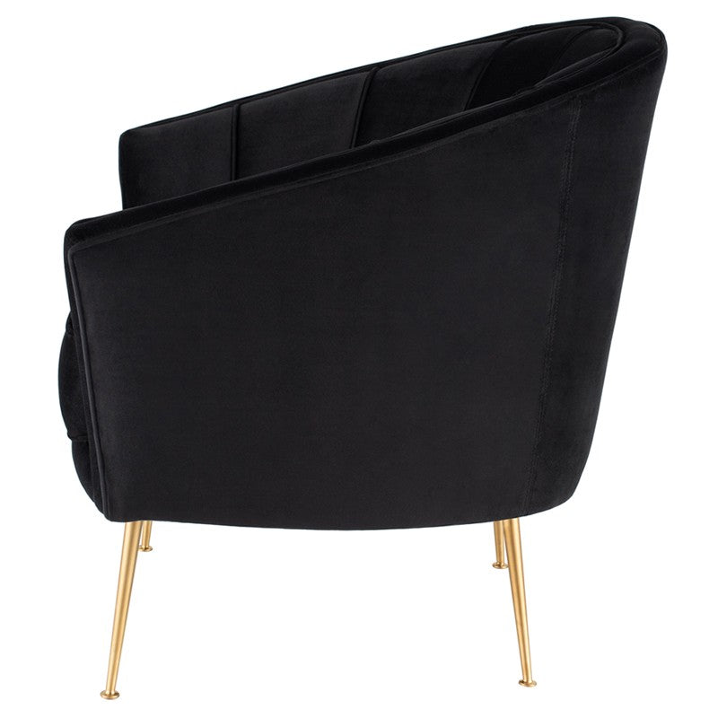 Aria Occasional Chair-Nuevo-NUEVO-HGSC475-Lounge Chairsblack velour seat & brushed gold legs-3-France and Son